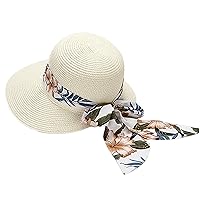 Sun Hats Summer Sun Hat Women Foldable Straw Hat Floppy Wide Brim Beach Hat Womens Summer Hat for Beach Accessory White