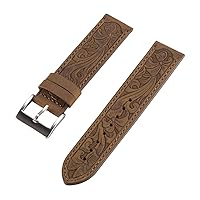 Leather Watch Band 22mm, NUOYOU Genuine Leather Relief Replacement Watch Band (CrazyHorseLeather-22mm)