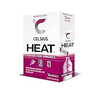 CELSIUS HEAT On-the-Go Performance Energy Powder Stick Packets, Berry Blast (Pack of 14)