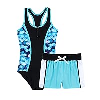 iiniim Kids Girls 2 Piece Tankini Set Rash Guard One-Piece Swimsuit Surfing Beach Bathing Suit Swimwear