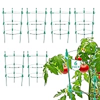 CJGQ Plant Support Tomato Cages for Garden, 6 Pack 18 Inch Tomato Plant Stakes for Climbing Plants, Tomatoes Cages Trellis for Small Garden Pots, Plant Cages and Supports with Adjustable Rings