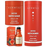 Gift Set Pack of 3 Focus Roll- On Essential Oil, Detox Bath Soak Salt and Detox Bath Bombs