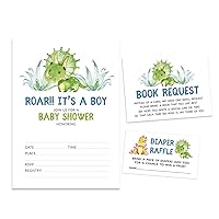 Set Of 30 Dinosaur Baby Shower Invitations-Diaper Raffle Tickets And Baby Shower Book Request Cards Jungle Animals Invites Its A Boy Its A Girl
