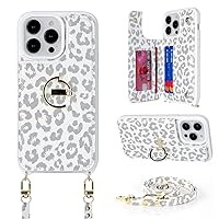 Ｈａｖａｙａ Crossbody Phone case for iPhone 14 pro max case with Strap for Women with Card Holder iPhone 14 pro max case Wallet with Credit Card Slot and Kickstand-White Leopard Print