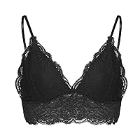 Sports Bras for Women Solid Comfort Lace Bralette Active Bras Floral Lace Bralettes Padded Breathable Sexy Racerback Lace Bra