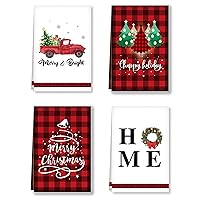 4PCS Christmas Kitchen Towels Dishcloth Buffalo Plaid Home Housewarming Present Xmas Hand Towels Cleaning Towel Drying Dishes Cooking in Kitchen Household Tea Towels for Holiday Party Supplies Favor