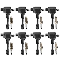 BDFHYK Ignition Coils UF510 and Iridium Spark Plug 6240 Compatible with INFINITI QX56 Nissan Pathfinder Armada TITAN V8 5.6L Replaces C741 E1010 CUF510 C1483 52-1802 IC590 C1483 PLFR5A-11 Set of 8