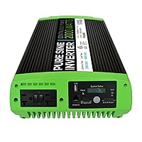 GoWISE Power PS1009 2000W Continuous 4000W Surge Peak Power Pure Sine Wave Inverter w/Digital LCD Display, Black/Green
