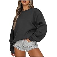 Women's 2023 Fall Fashion Casual Long Sleeve Crewneck Sweatshirt Loose Fit Pullover Hoodie Fleece Y2K Tops