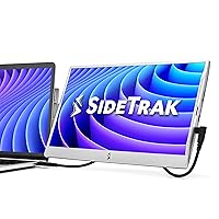 SideTrak Swivel 14” Patented Attachable Portable Monitor for Laptop | FHD TFT Laptop Dual Screen | Mac, PC & Chrome Compatible | Fits All Laptops | Powered by USB-C or Mini HDMI (Light Silver)
