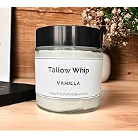 4oz Grass Fed Tallow Balm, Organic Whipped Tallow Moisturizer - Vanilla