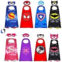 Superhero Capes with Masks Double Side Dress up Costumes Festival Christmas Halloween Cosplay Birthday Party for Kids (Double Side-Superheros 4Sest)