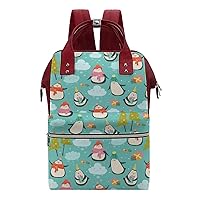 Penguin Cartoon Wide Open Designed Diaper Bag Waterproof Mommy Bag Multi-Function Travel Backpack Tote Bags