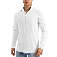 Men's Long Sleeve Sun Shirts UPF 50+ Tees 1/4 Zip Up Fishing Running Rash Guard T-Shirts Outdoor Shirt