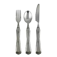 Essential Medical Supply Heavy Duty Weighted Stainless Steel Utensil Set with Fork, Knife and Spoon for Easy Eating