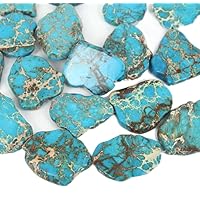 5pcs Adabele Natural Grade A Turquoise Blue Impression Aqua Terra Jasper 15-45mm Smooth Free Form Sea Sediment Healing Gemstone Flat Slab Loose Beads (Hole Size 1mm) GX7
