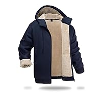 Boladeci Men's Sherpa Lined Hoodie Jacket Winter Warm Heavy Weight Zip Up Hooded Sweatshirt Thick Fleece Coats