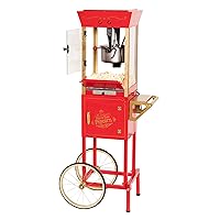 Popcorn Maker Machine - Professional Cart With 8 Oz Kettle Makes Up to 32 Cups - Vintage Popcorn Machine Movie Theater Style - Red