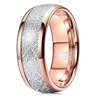 Three Keys Jewelry Rose Gold Tungsten Wedding Ring Imitated Meteorite Inlay Bands for Men Women 4mm / 6mm / 8mm