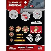 United States Marine Corps - 11 Piece USMC Licensed Stickers for Car Truck Windows, Phones, Tablets, Laptops - Large Military Decals from .5