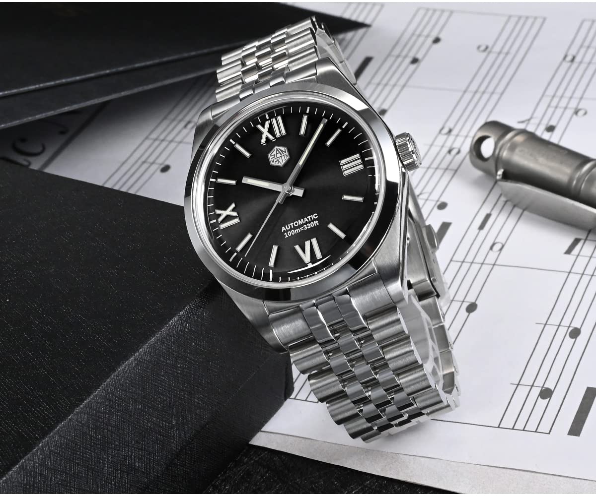 San Martin SN0050G Luxury Men Dress Watches Roman Numeral Sunray Dial Classic Business YN55 Automatic Mechanical Wristwatches
