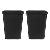 Rectangular Commercial Office Wastebasket, 10 gallon (Pack of 2), BLACK (Previously AmazonCommercial brand)