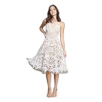 Dress the Population Women's Blair Plunging Fit and Flare Midi Dress