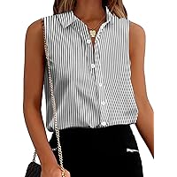 Zeagoo Women's Sleeveless Button Down Shirts Blouses Solid Casual Loose V Neck Tank Tops for Work S-XXL