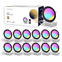 12 Pack Black Smart Recessed Lighting 6 Inch, Ultra-Thin 6 Inch LED Recessed Lights12W 1200LM Smart Downlight with Junction Box, Compatible with Alexa/Google Assistant and Siri - UL and Energy Star