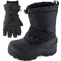 Northside Frosty Winter Boys/Girls Snow Boots with Matching Waterproof Gloves, Size: 8 M US Big Kid - Black (Black)