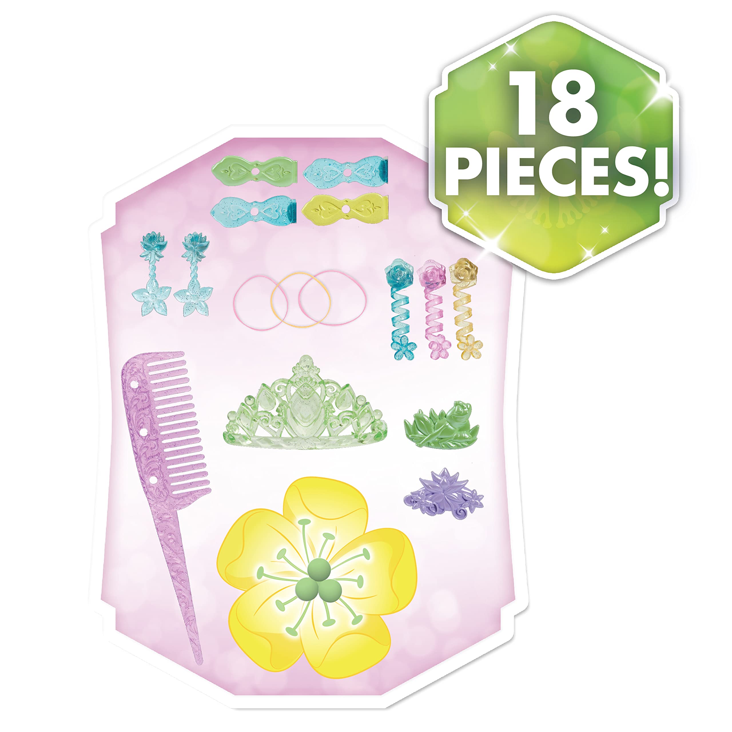 Disney Princess Tiana Styling Head, 18-Pieces, Pretend Play, Officially Licensed Kids Toys for Ages 3 Up, Gifts and Presents by Just Play