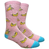 Pink and Baby Blue Banana Premium Dress Crew Socks