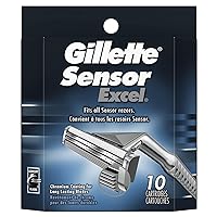 Gillette Sensor Excel Men's Razor Blade Refills, 10 Count