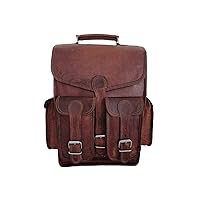 Handmade 100% Pure Leather 15” Laptop Leather Unisex Travel Rucksack Backpack