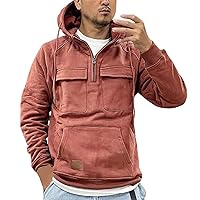 Men Tactical Sweatshirt Quarter Zip Cargo Pullover Hoodies Workout Gym Sports Running Outdoor Jackets with Pockets