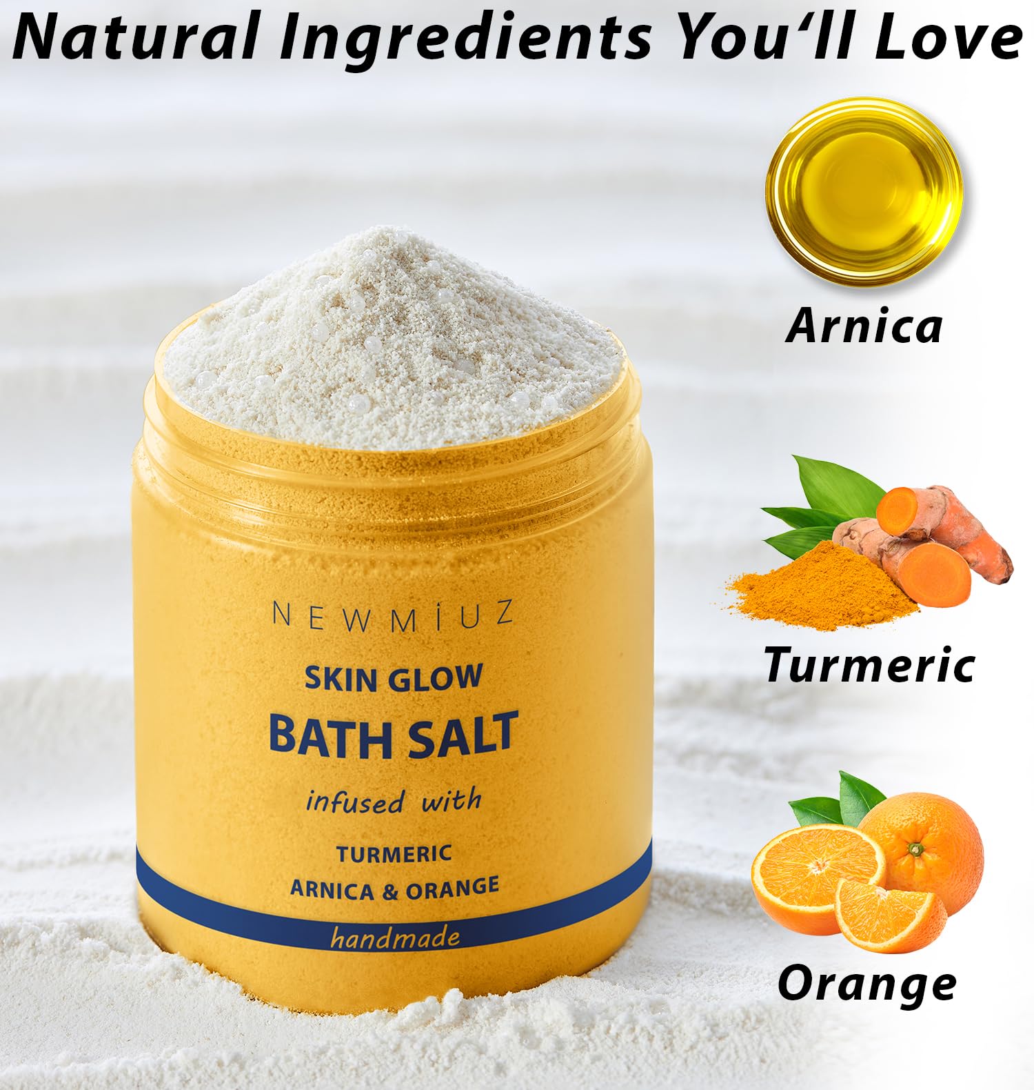 Collagen Spa Bath Gift Set - Pack of 3 Turmeric Arnica Orange Magensium Epsom Salt Milk Bath