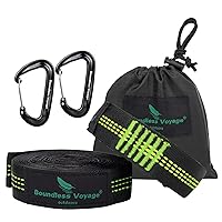Boundless Voyage 2 Pack Hammock Tree Straps with Carabiner Outdoor Camping Versatile Tree Hanging Straps Swing Rope for Backyard Garden Hold 200kg (BV1027-Green)