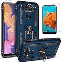 LG K31 Rebel Phone Case, LG Aristo 5 Case, LG Phoenix 5 Phone Case, Fortune 3 Case, with [Tempered Glass Protector Included] STARSHOP- Military Grade Shockproof Cover with Ring Holder Kickstand- Blue