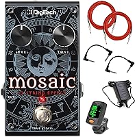 Briskdrop Digitech MOSAIC 12-String Effect Pedal Bundle with 2 Instrument Cables, 2 Patch Cables, and Tuner, Multicolor, Mosaic-Red2x2
