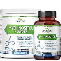 Zazzee Myo-Inositol Capsules and Myo-Inositol Powder, 100% Pure, Premium Grade, Vegan, Non-GMO and All Natural