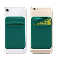 Arlgseln Neoprene Cell Phone Card Holder 6 Cards Adhesive Mini Secure Wallet ID Credit Card Pocket Purse Stick on Smartphone for iPhone 13 Pro Max/12/11/XR,Samsung S21 Ultra/S20FE/A32/A51,LG (Green)