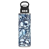 Tervis CreativeIngrid Navy Full Flower Triple Walled Insulated Tumbler Travel Cup Keeps Drinks Cold, 40oz Wide Mouth Bottle, Stainless Steel