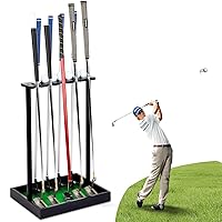 Golf Club Rack, Golf Putter Stand for 9 Cues, Wooden Golf Club Organizer with Artificial Grass Mat, Golf Club Holder Display Rack for Club Home, Great, Black