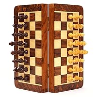 Chess Board Portable Chess Set with Folding Wooden Chess Board and Classic Standard Pieces & Storage Box,Rosewood International Chess Set,S/M Chess Sets (Size : CH)