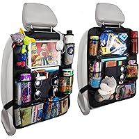 Reserwa Back Seat Car Organiser Step Mat Back Seat Storage Bag with Clear Display Tablet Holder and 9 Storage Pockets, Backrest Protector with USB/Headphone Slots