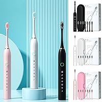 Generic Electric Toothbrush Set, IPX7 Waterproofs Rechargeable Electric Toothbrush with 8 Brush Heads, Smart 6 Speed Timer Power Travel Toothbrush for Women Men