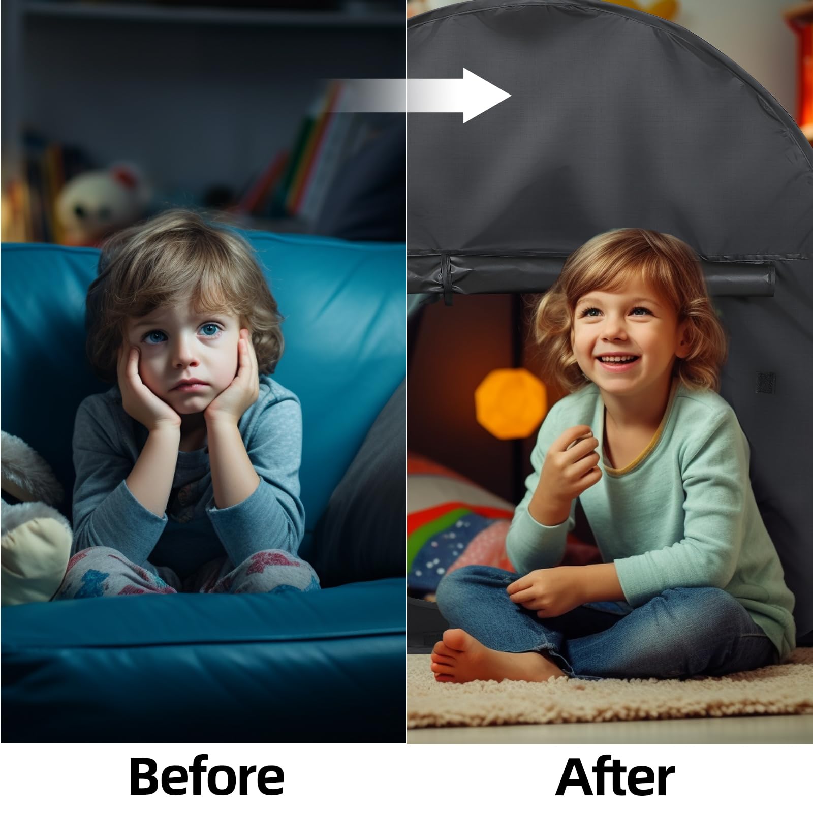 FAHKNS Sensory Tent|Quiet Corner for Kids to Play and Relax|Pop-up Blackout Tent Black|Sensory Play Tent Sensory Den|Special Needs Sensory Tent|Suitable for: SPD, Anxiety, ADHD, Autism, etc.