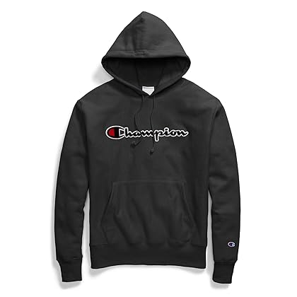 Champion Men'S Reverse Weave Pullover, Chenille Script Black