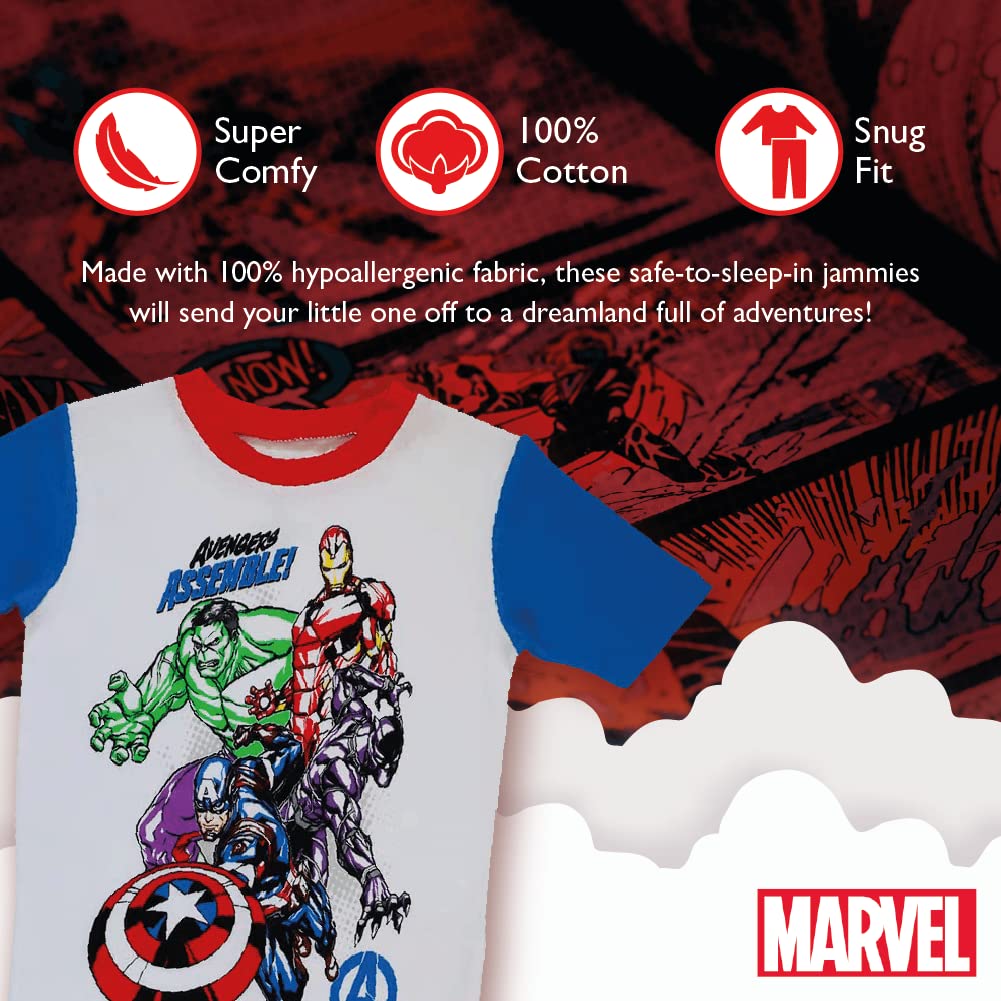 Marvel Boys' The Avengers 2-Piece Snug-Fit Cotton Pajama Set, COMIC HEROES, 8