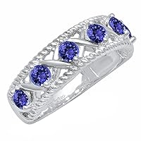 Dazzlingrock Collection Round Gemstone Bridal Engagement Ring, Sterling Silver